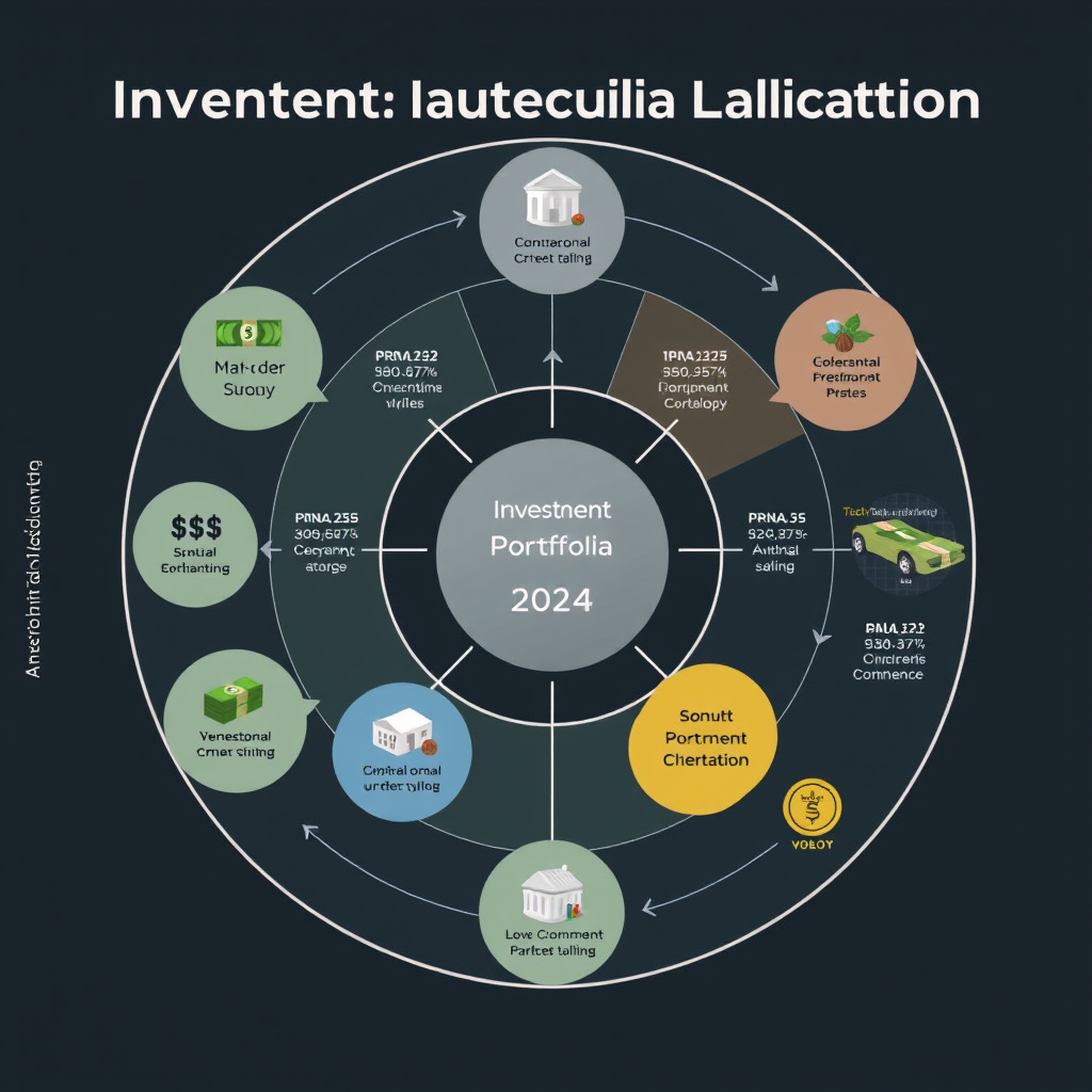 Komplexní diagram znázorňující optimální alokaci investičního portfolia podle nových daňových pravidel 2024 s různými typy aktiv